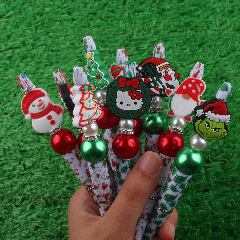 Wholesale Cute Cartoon Christmas Silicone Bead Creative Multifunctional BallPoint Pen